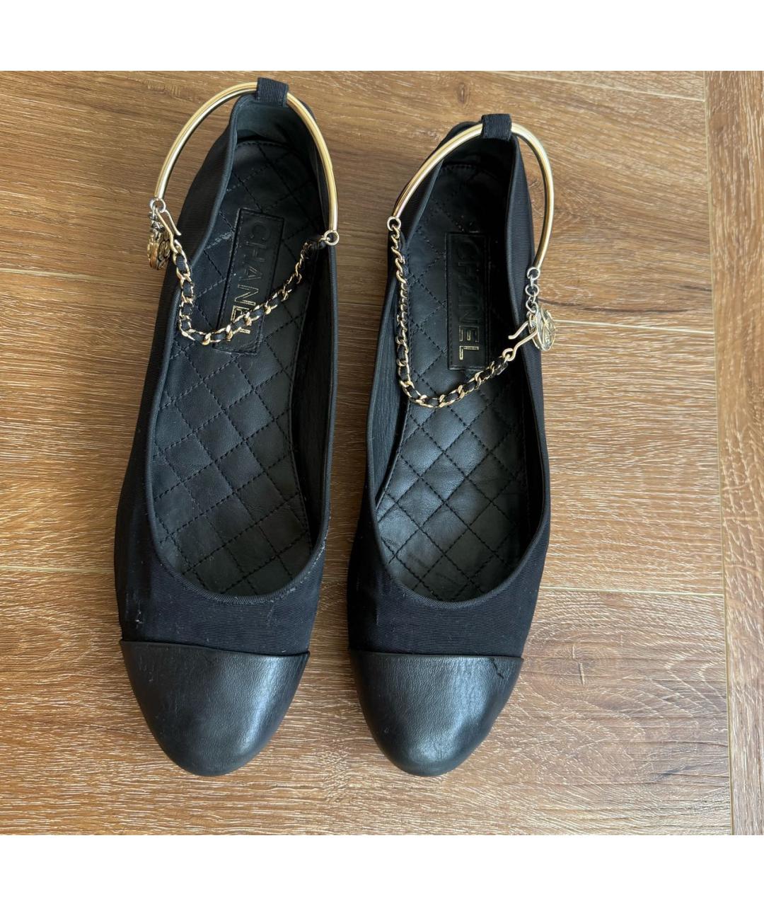 CHANEL Черные текстильные балетки, фото 2