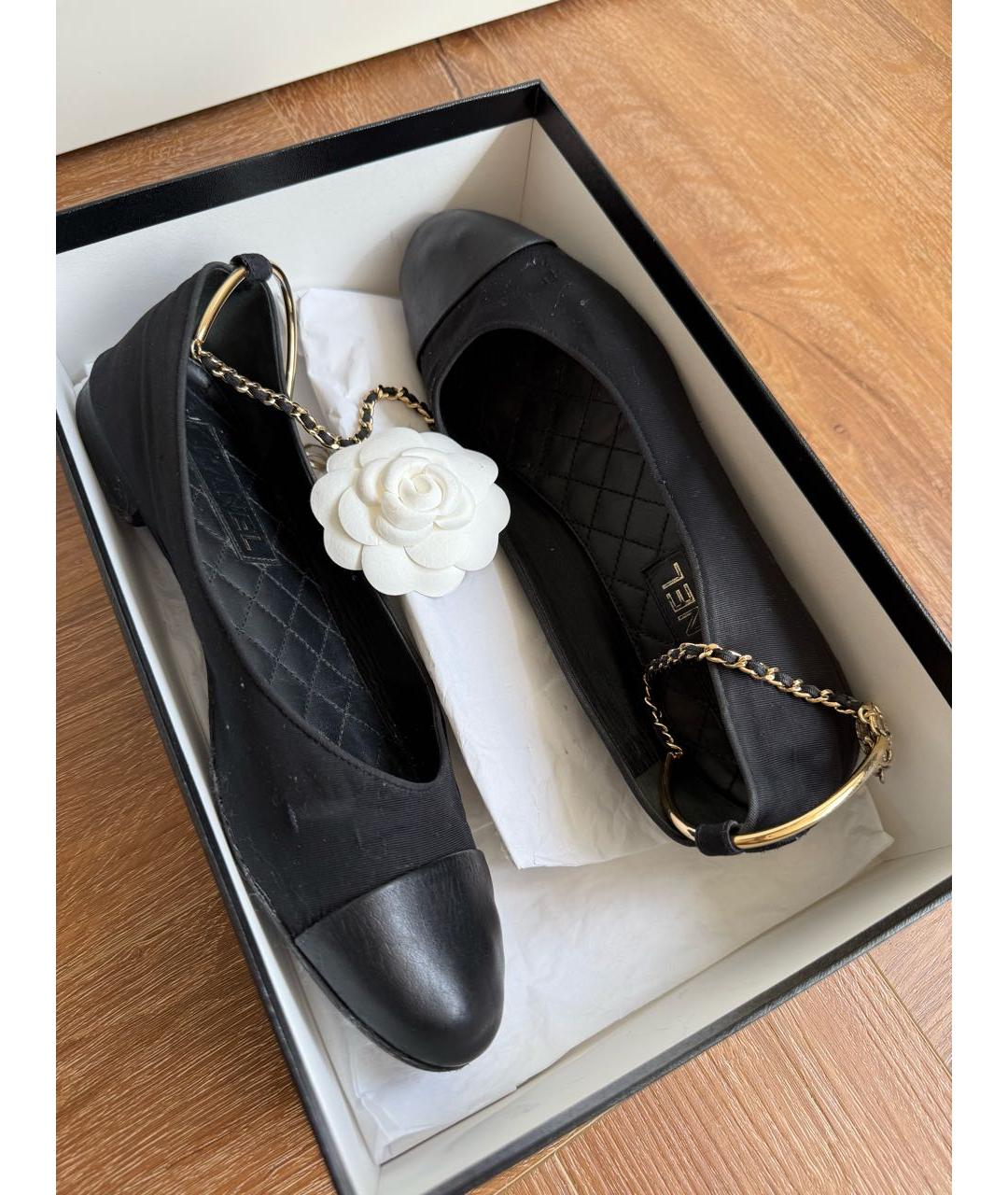 CHANEL Черные текстильные балетки, фото 5