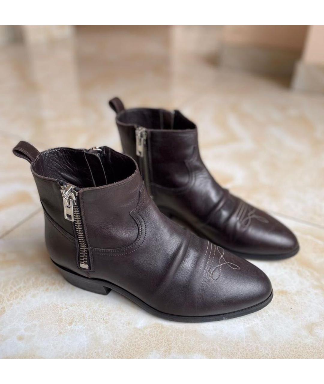 GOLDEN GOOSE DELUXE BRAND Коричневые кожаные полусапоги, фото 8