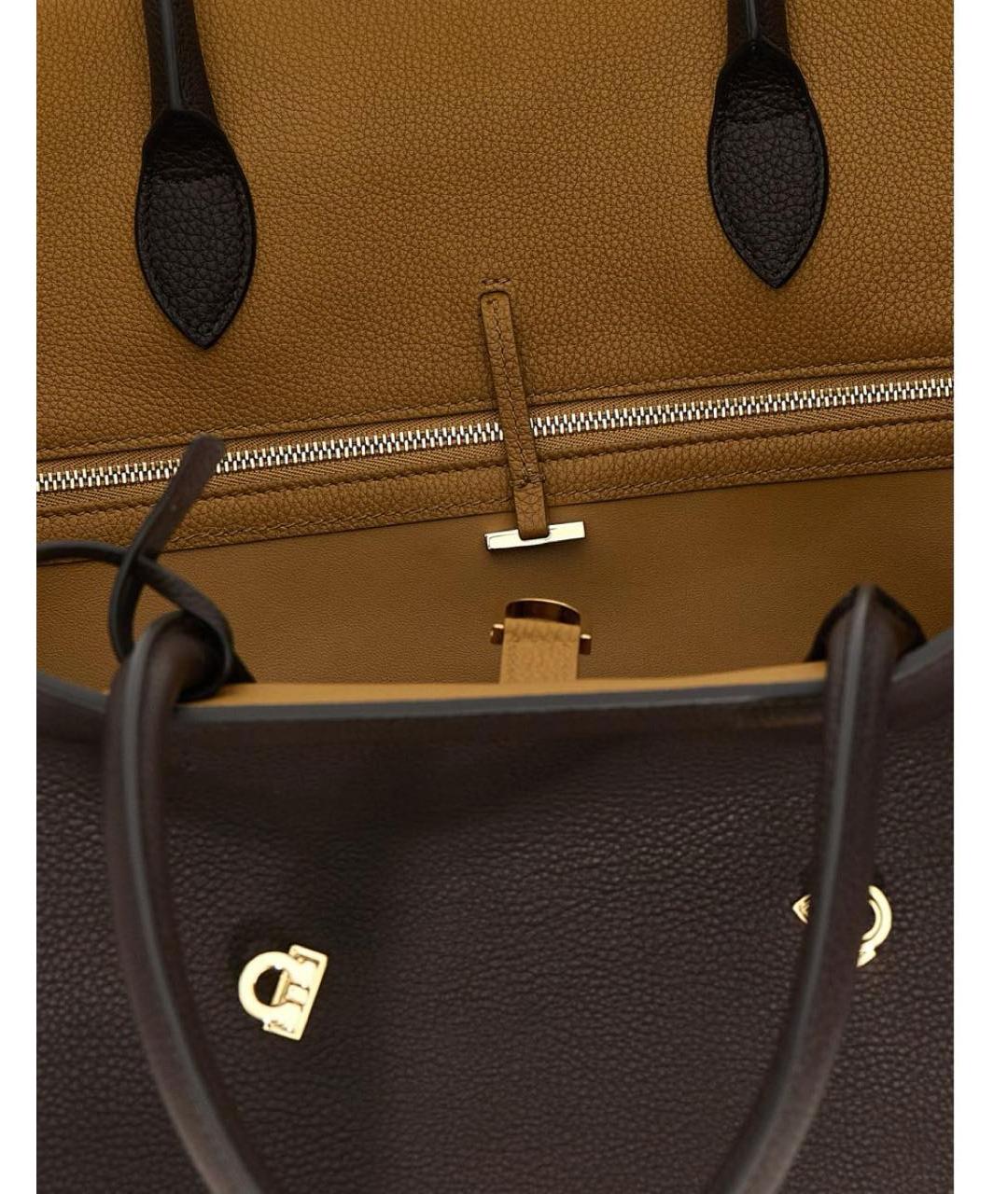 FERRAGAMO Коричневая кожаная сумка через плечо, фото 4