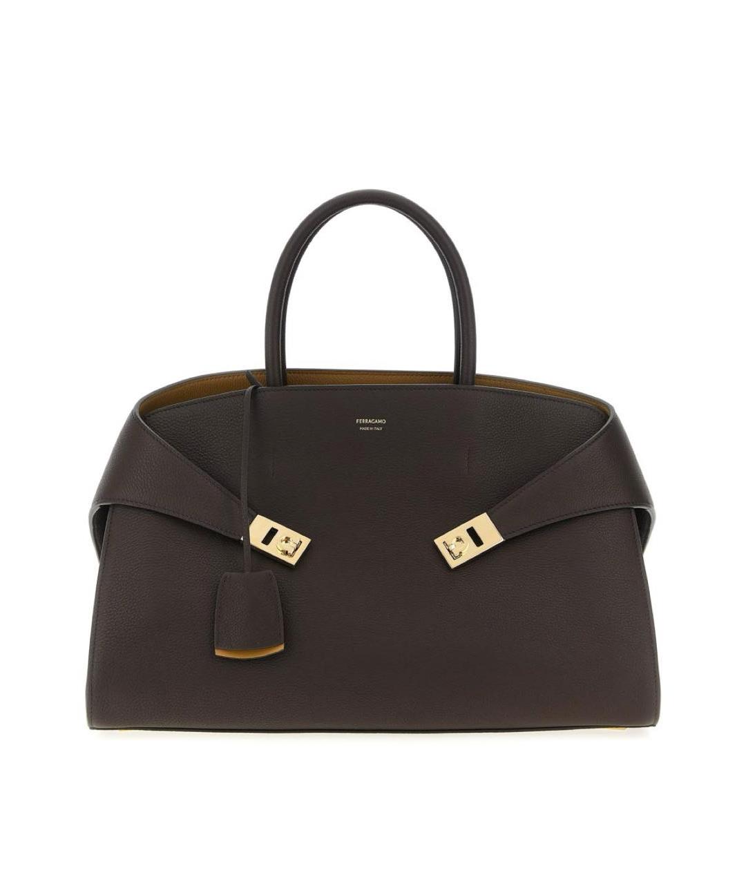 FERRAGAMO Коричневая кожаная сумка через плечо, фото 1