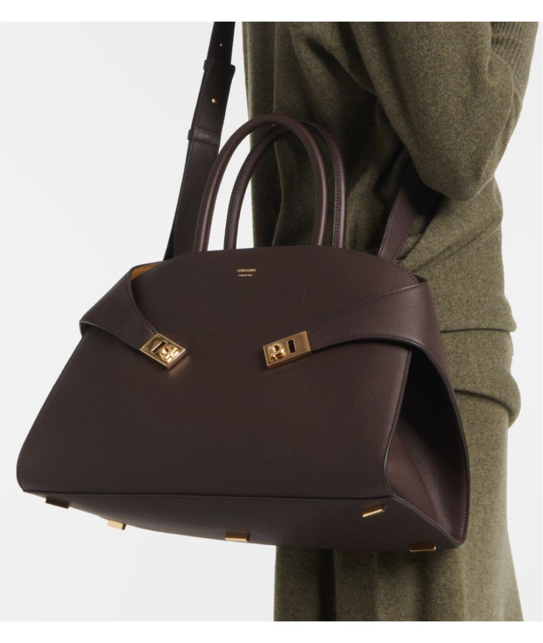 FERRAGAMO Коричневая кожаная сумка через плечо, фото 7