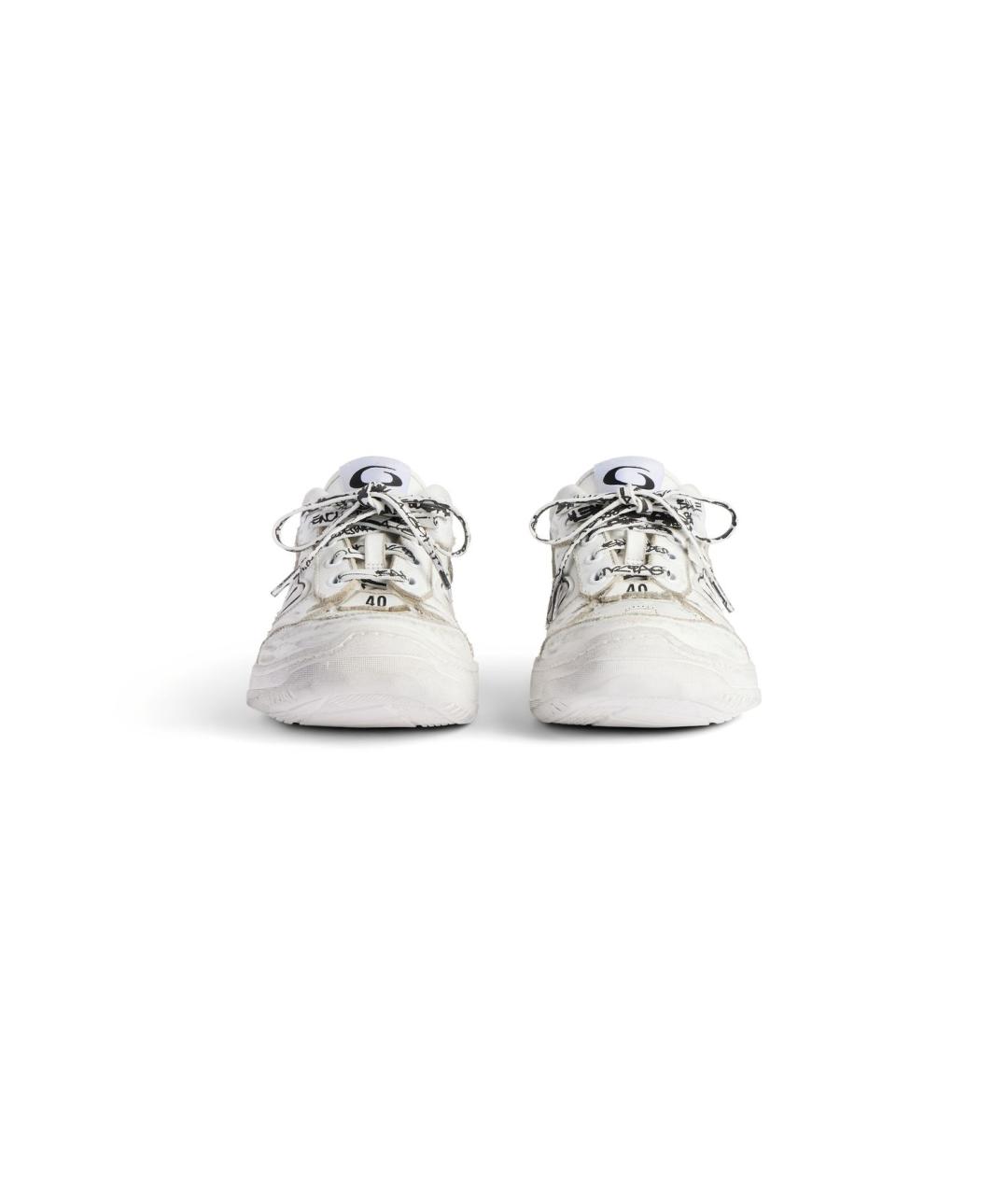BALENCIAGA Белые кожаные кроссовки, фото 3