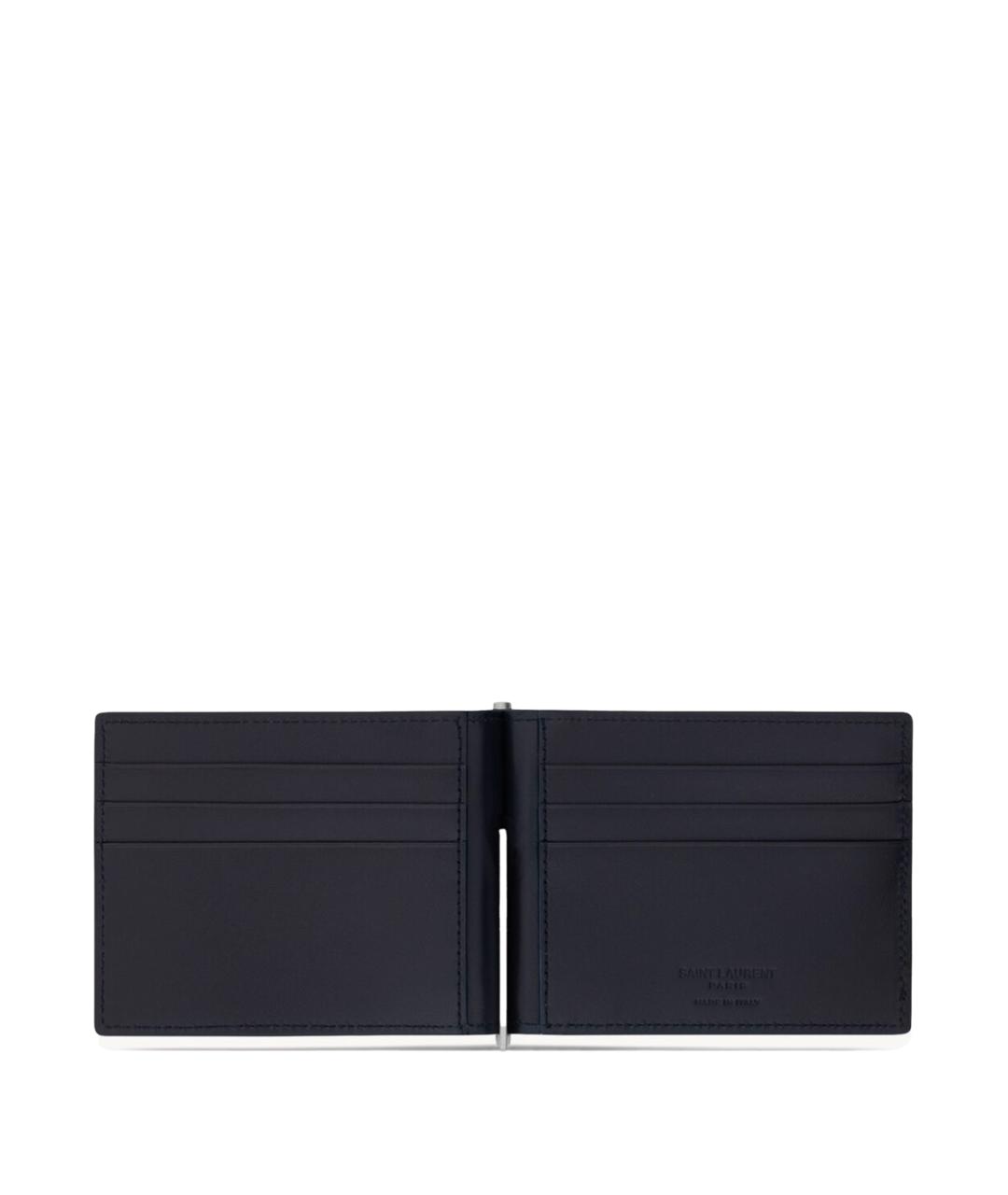 SAINT LAURENT Синий кожаный кошелек, фото 3