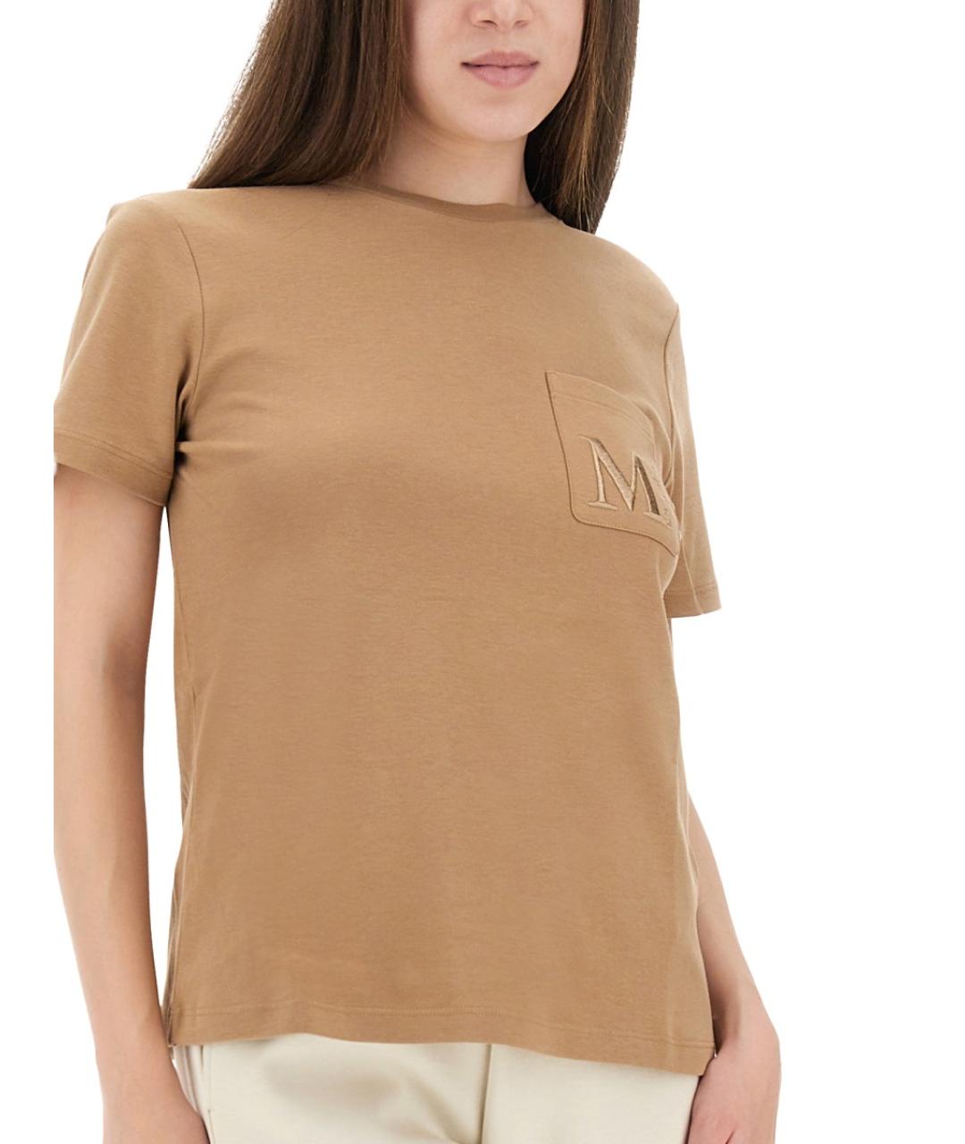 'S MAX MARA Бежевая хлопковая футболка, фото 4