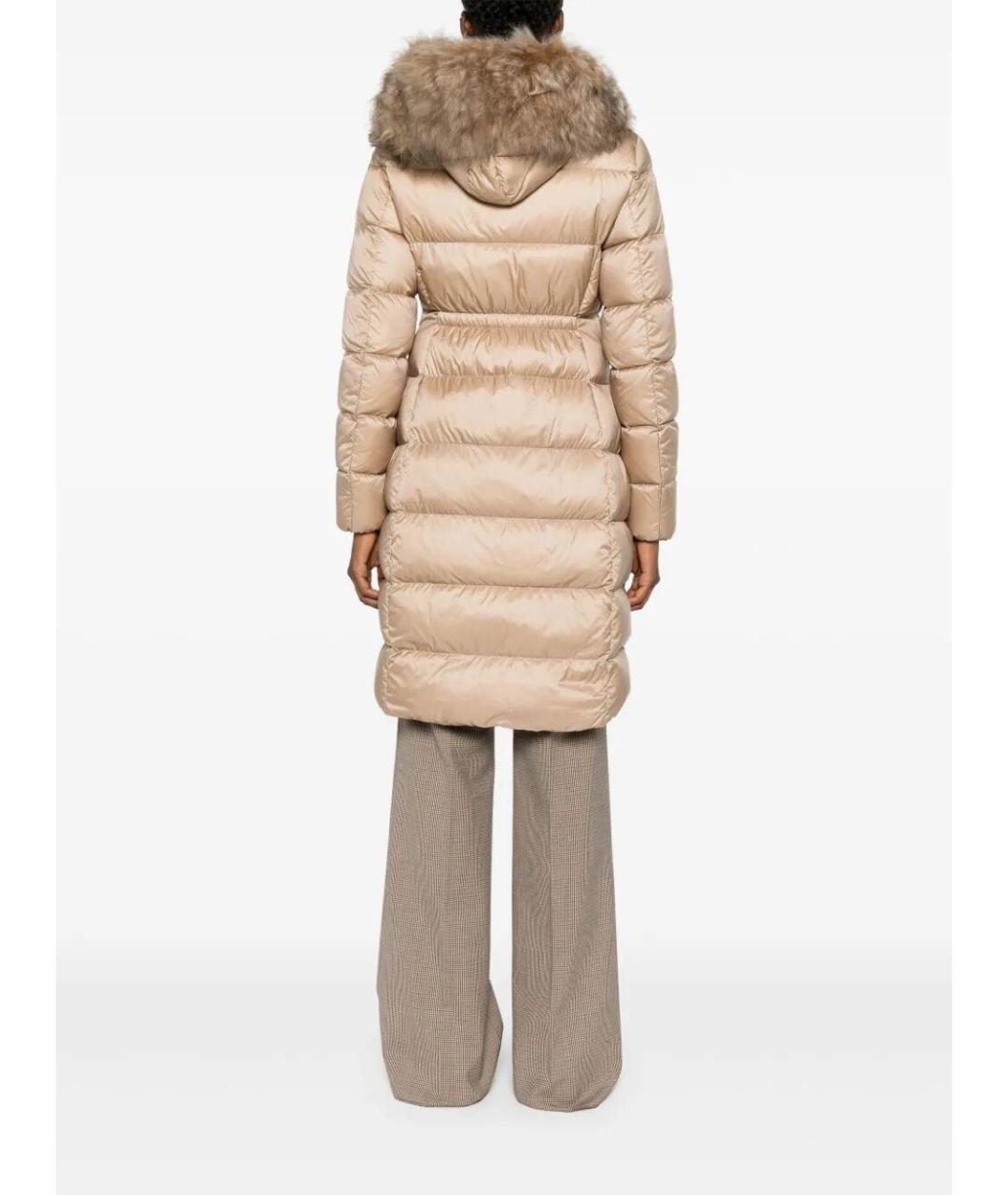 MONCLER Бежевый полиамидовый пуховик, фото 3