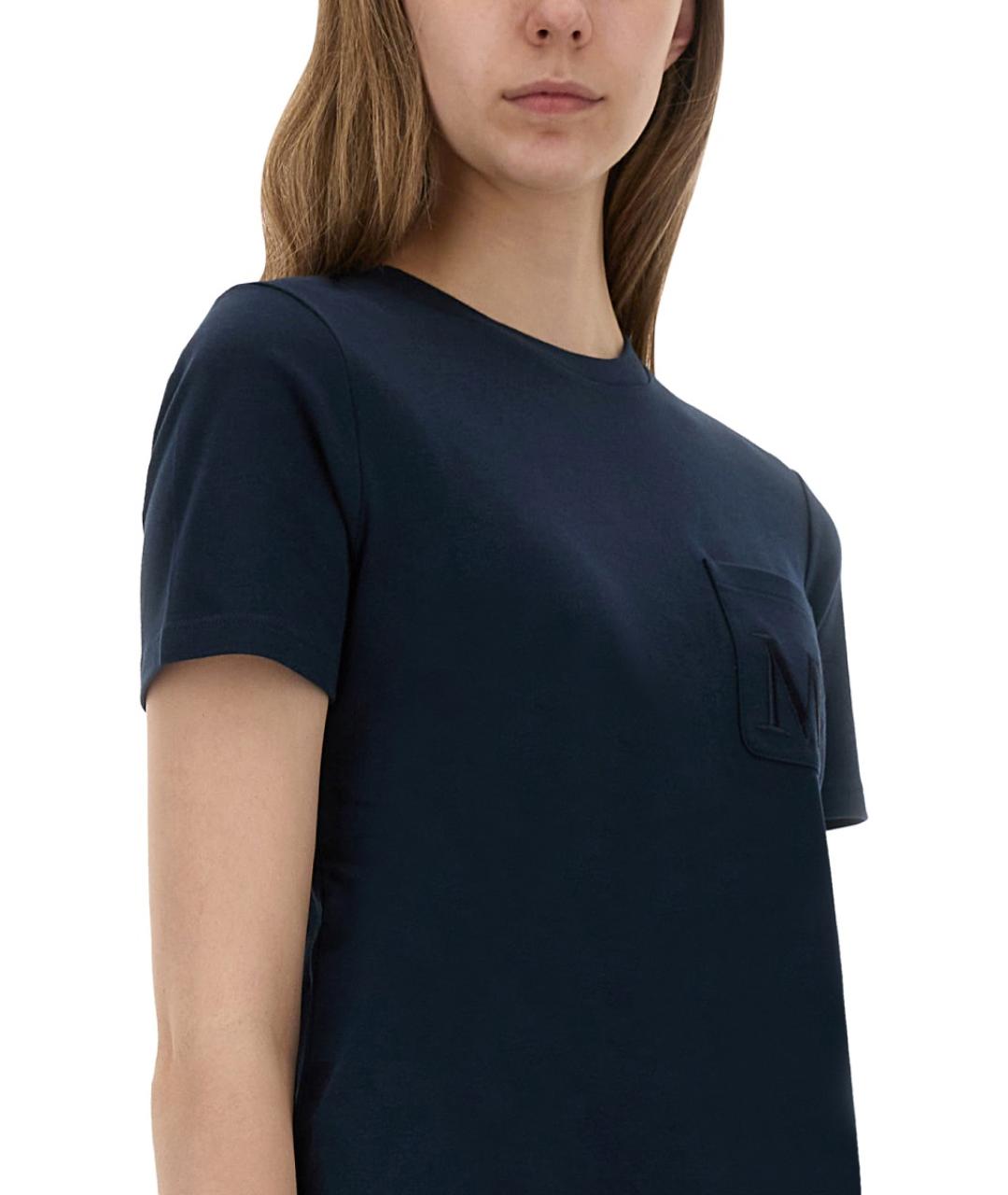 'S MAX MARA Синяя хлопковая футболка, фото 4