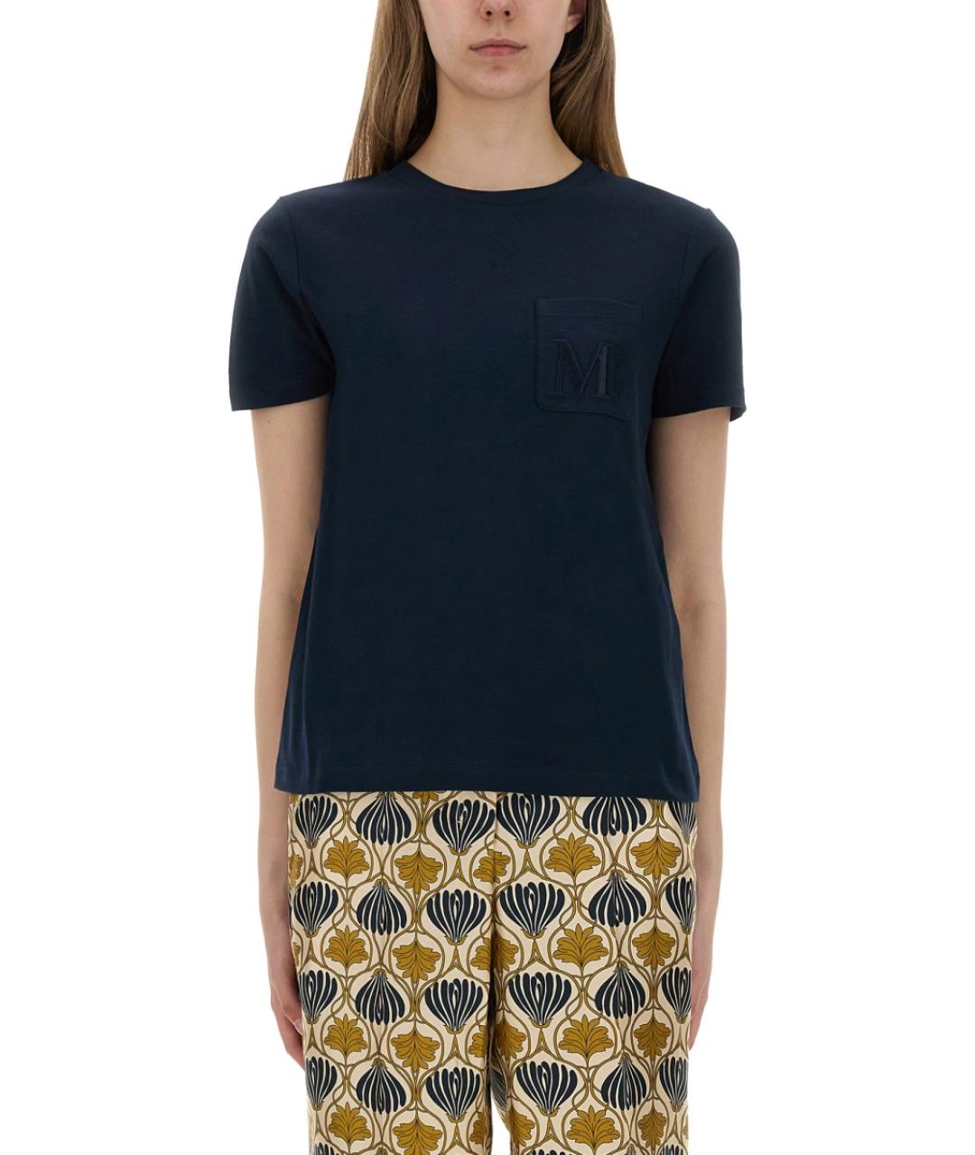 'S MAX MARA Синяя хлопковая футболка, фото 5