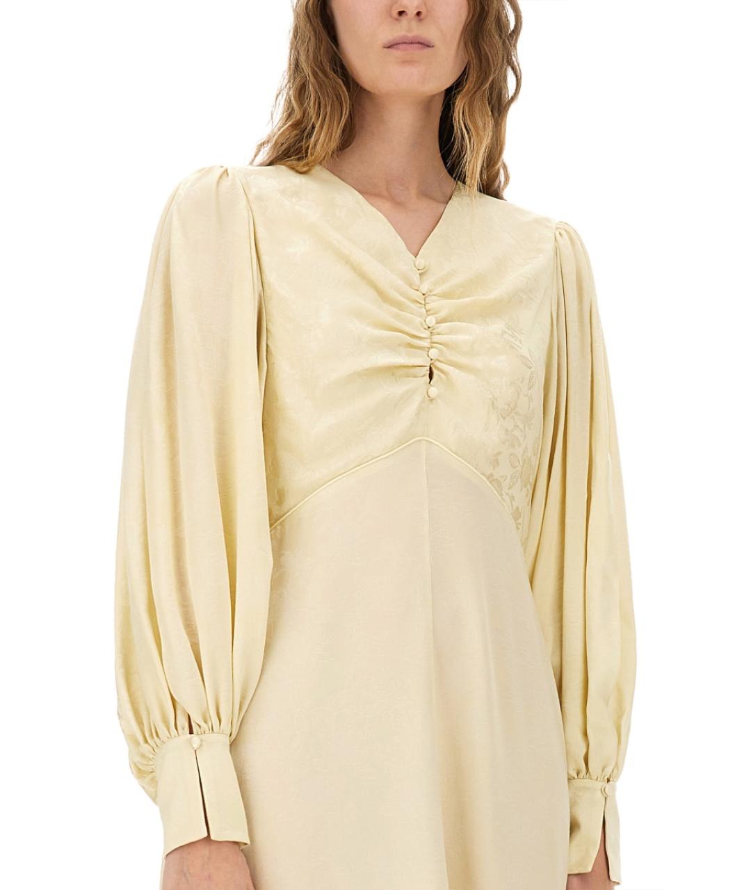 CHLOE Желтое шелковое повседневное платье, фото 5