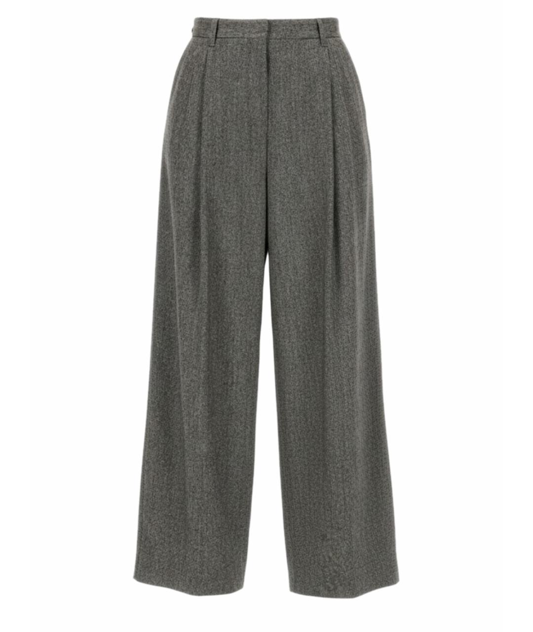 'S MAX MARA Серые шерстяные прямые брюки, фото 1