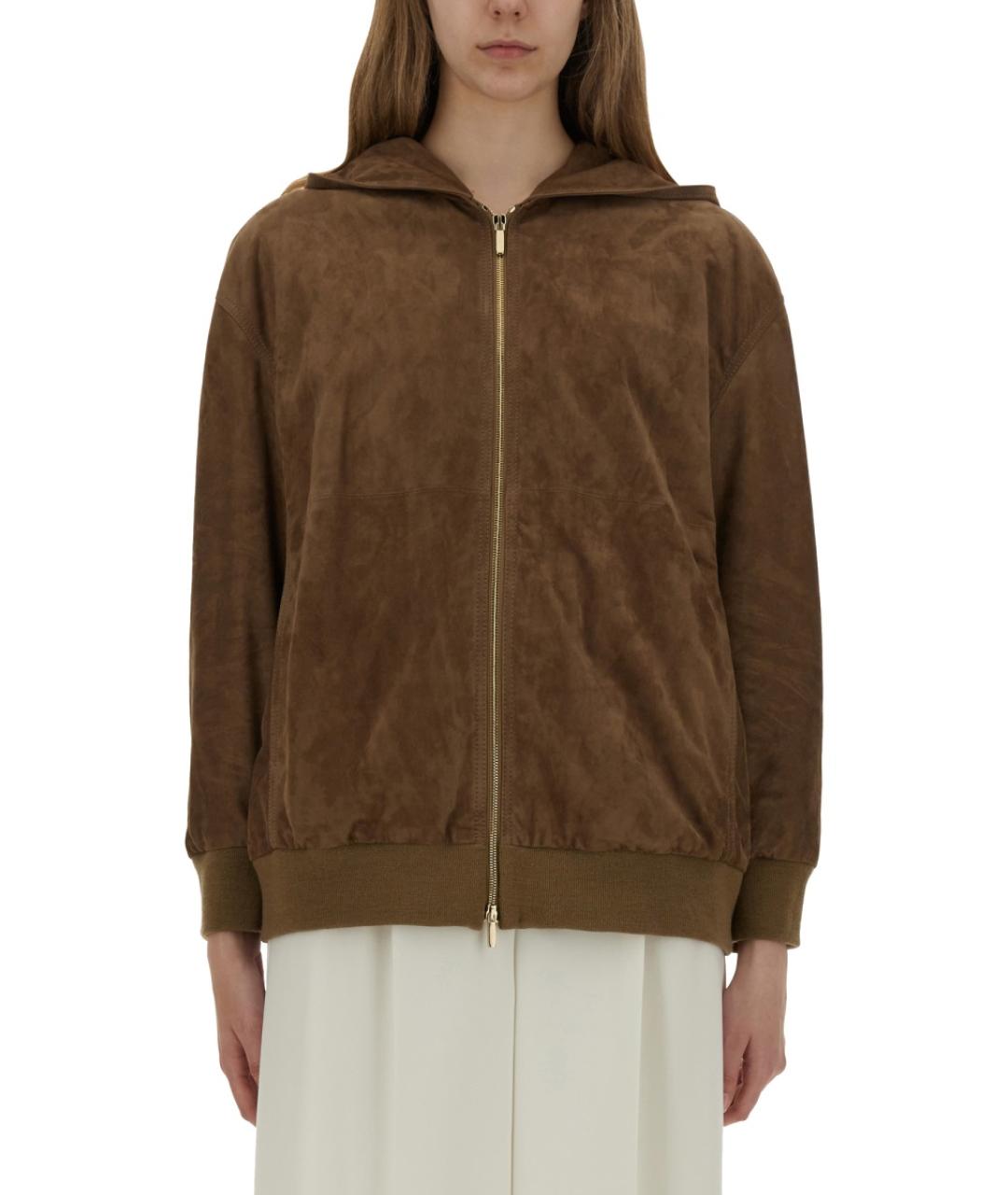 'S MAX MARA Коричневая кожаная куртка, фото 2