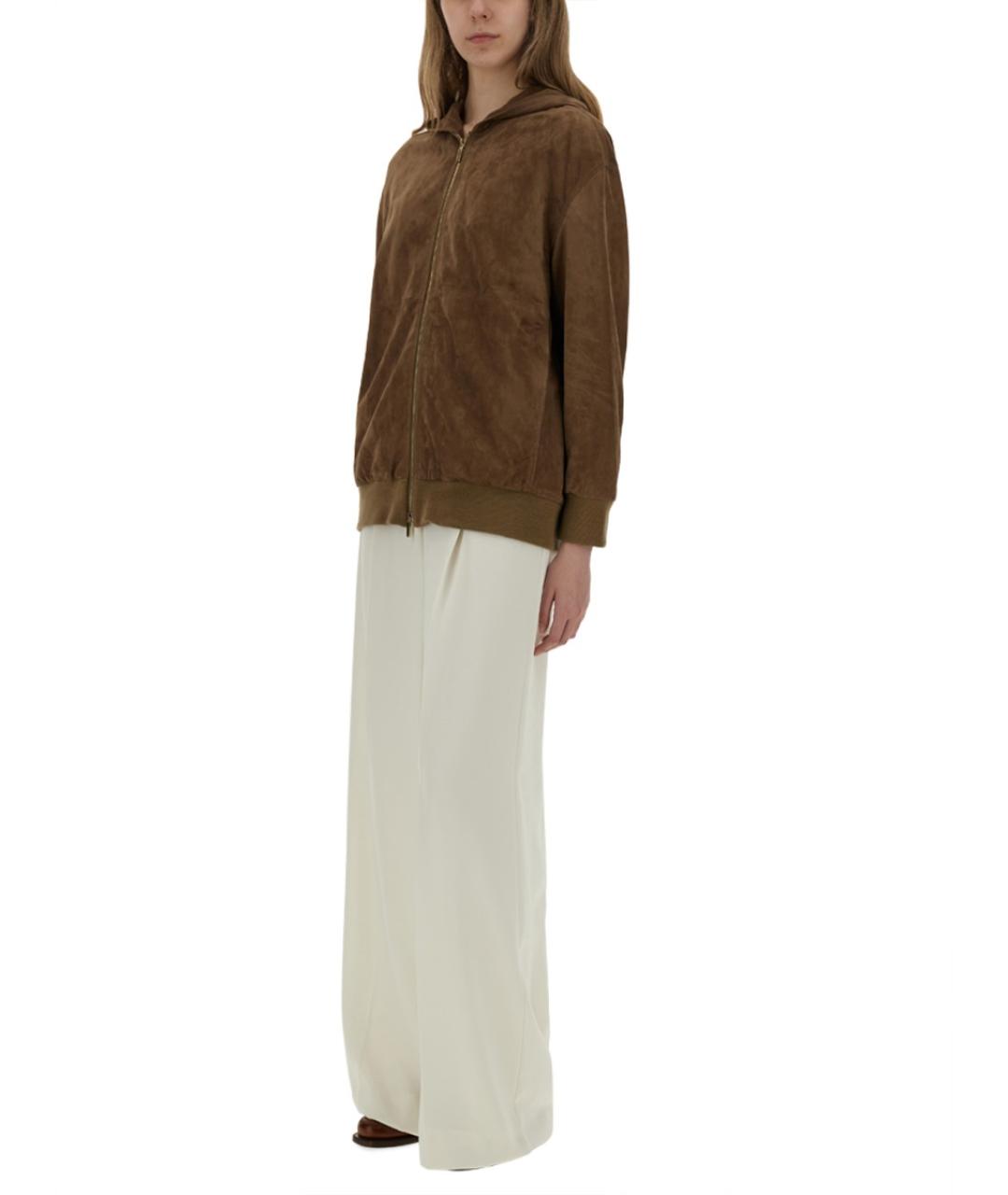 'S MAX MARA Коричневая кожаная куртка, фото 3