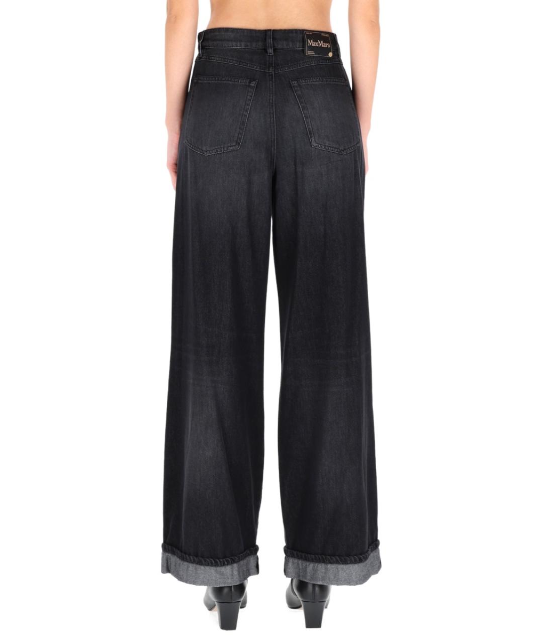 'S MAX MARA Черные хлопковые прямые брюки, фото 5