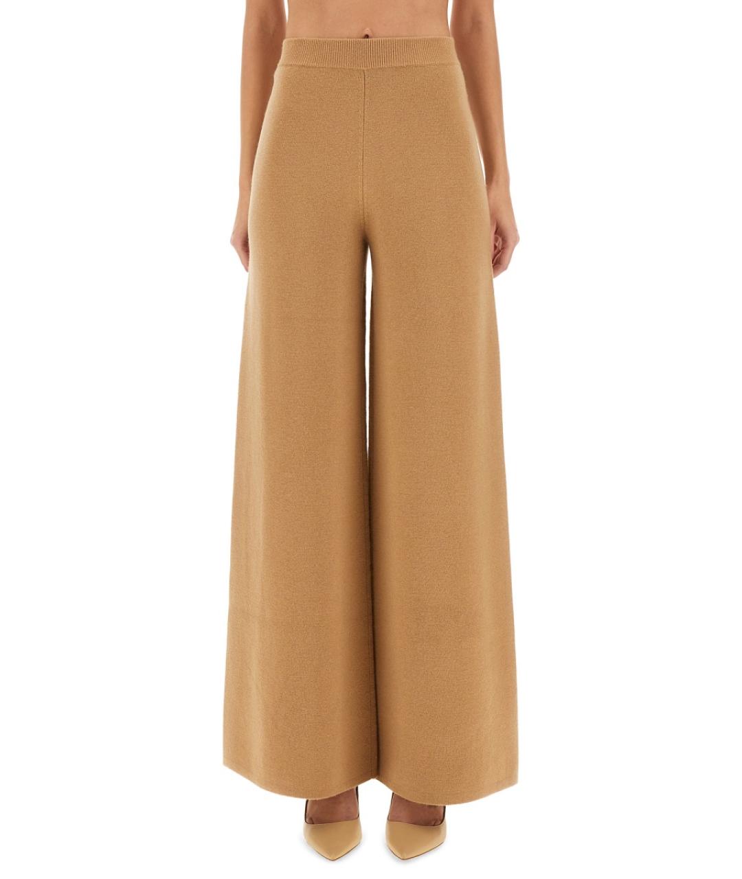 MAX MARA Бежевые шерстяные прямые брюки, фото 2
