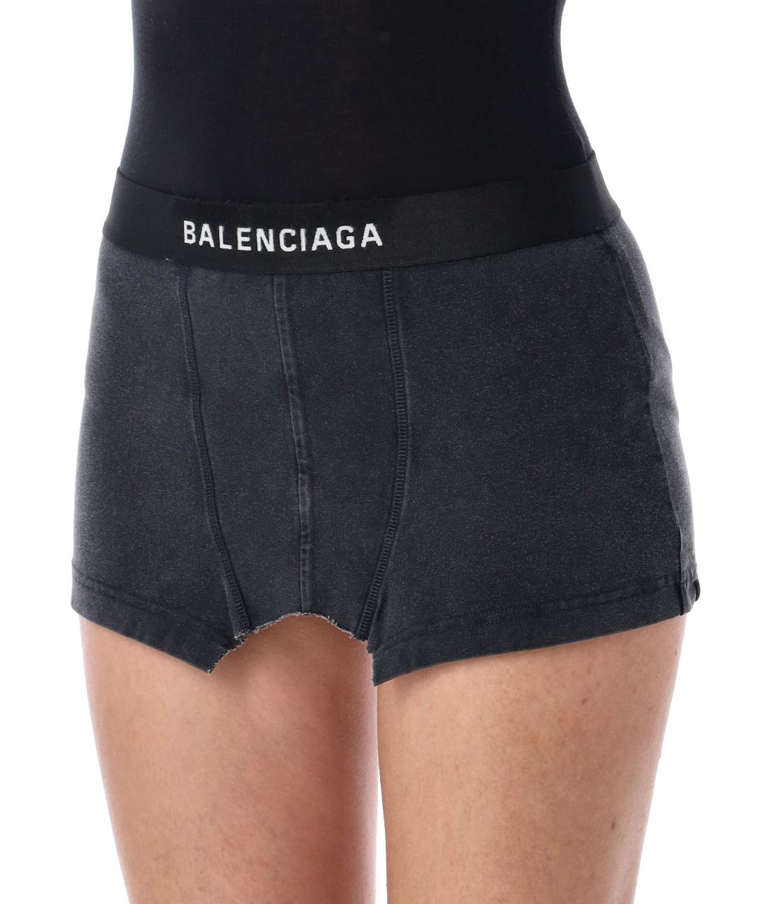 BALENCIAGA Черная хлопковая юбка мини, фото 3