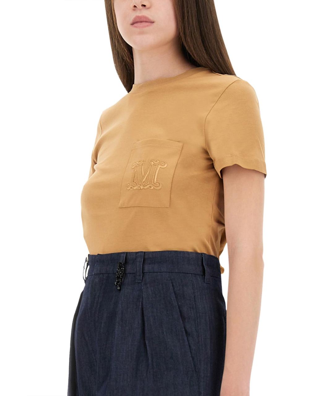 MAX MARA Бежевая хлопковая футболка, фото 4
