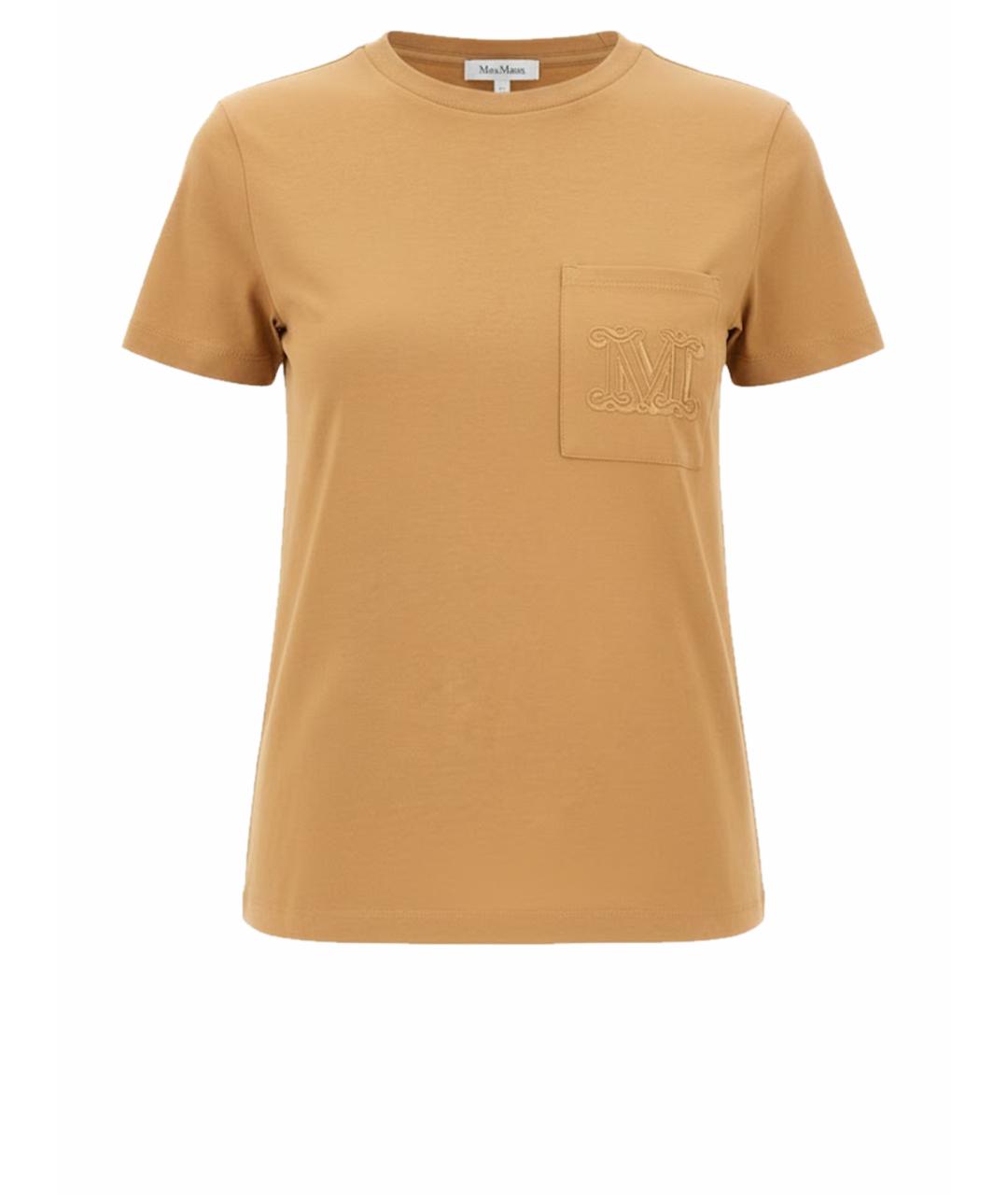 MAX MARA Бежевая хлопковая футболка, фото 1