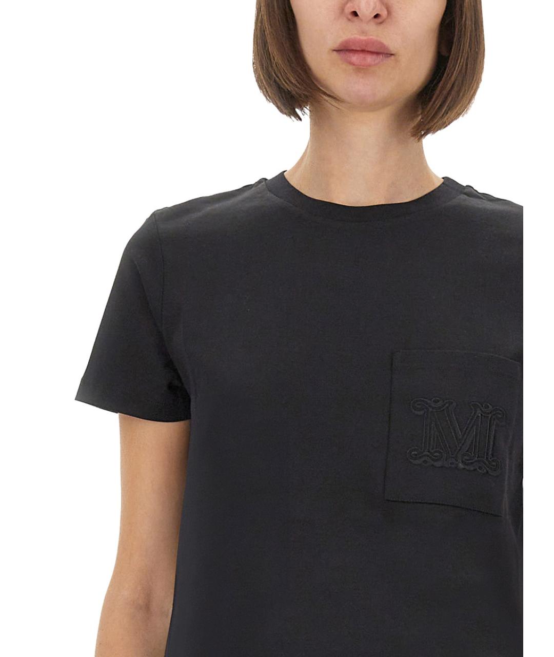 MAX MARA Черная хлопковая футболка, фото 4