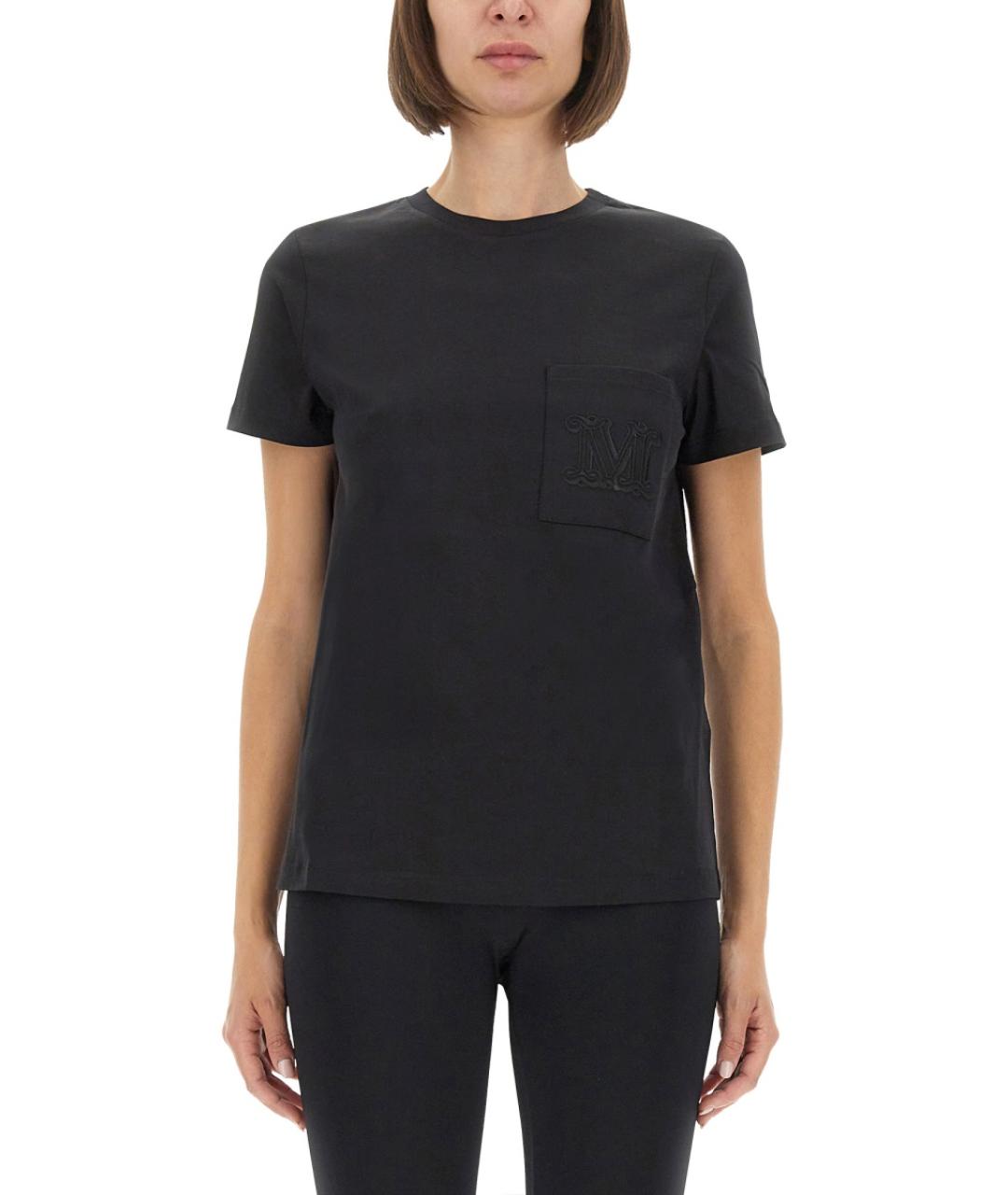 MAX MARA Черная хлопковая футболка, фото 5