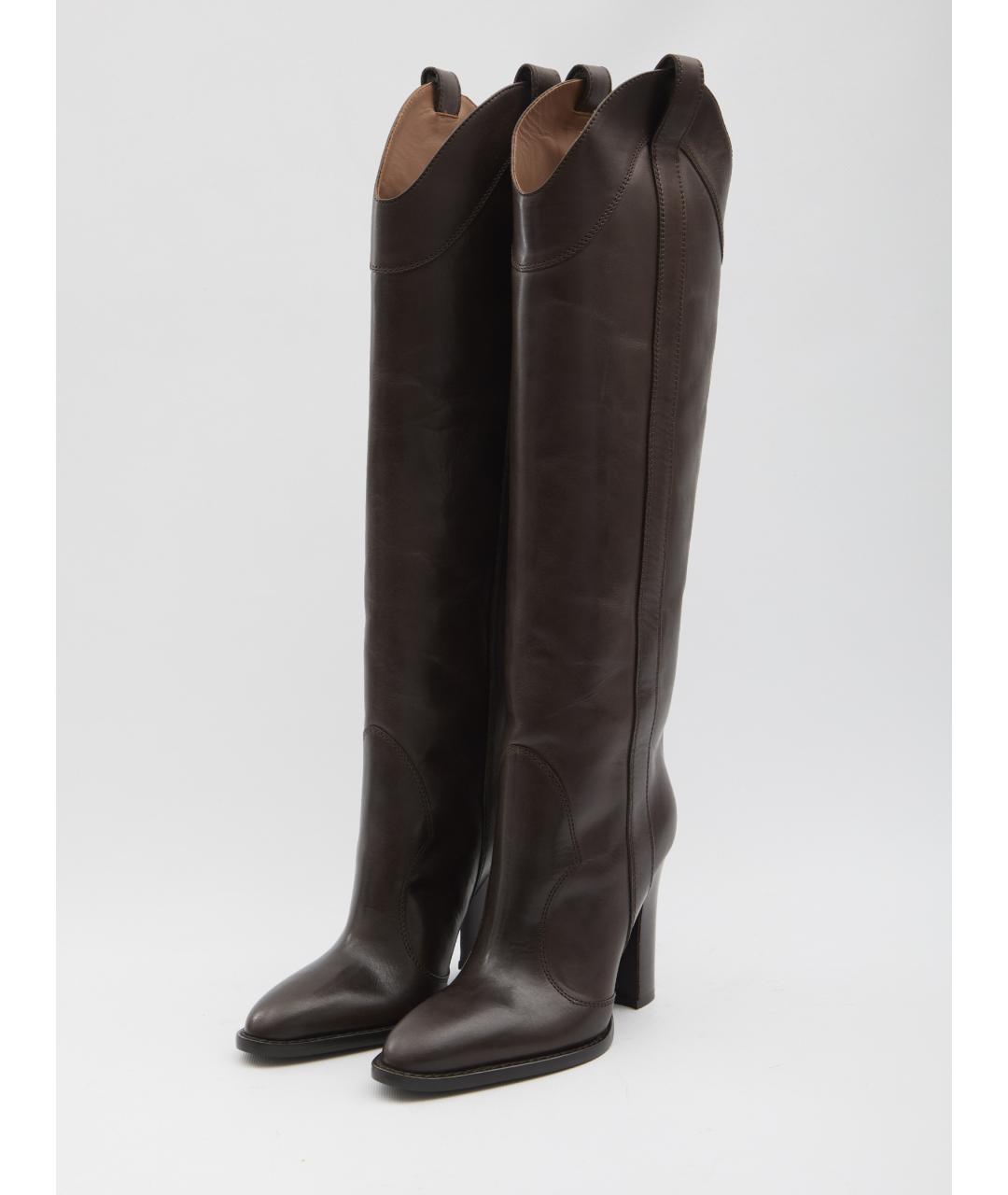 PARIS TEXAS Коричневые кожаные сапоги, фото 2
