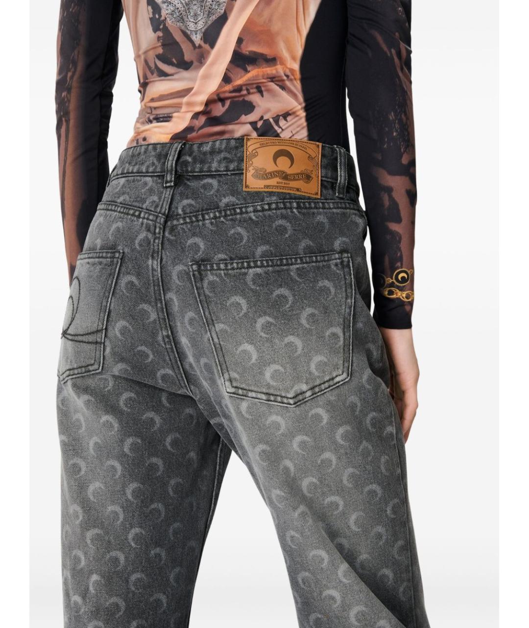 MARINE SERRE Серые хлопковые джинсы слим, фото 4