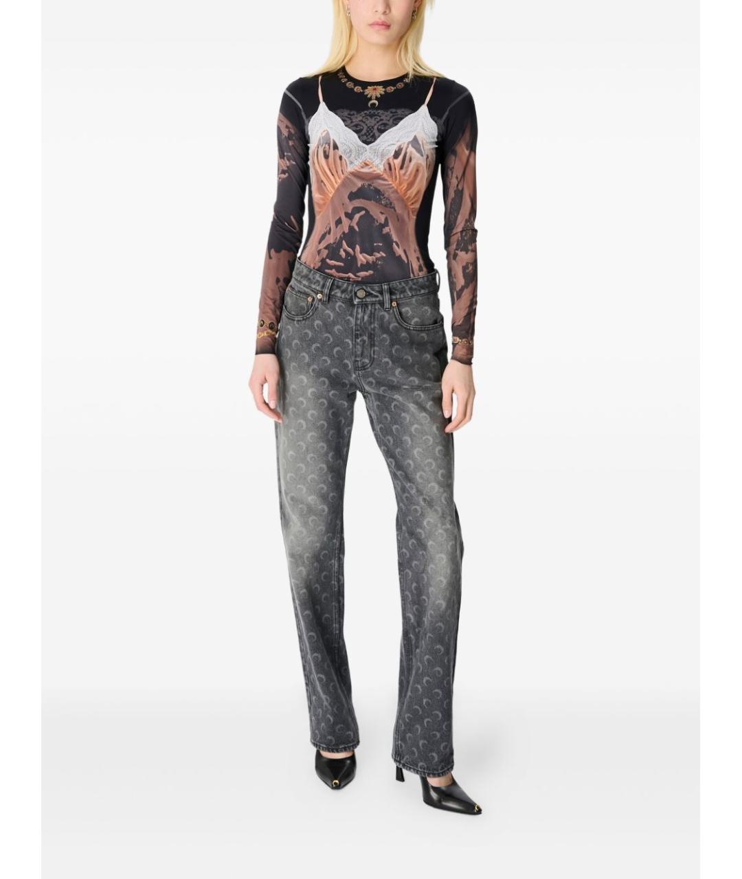 MARINE SERRE Серые хлопковые джинсы слим, фото 3