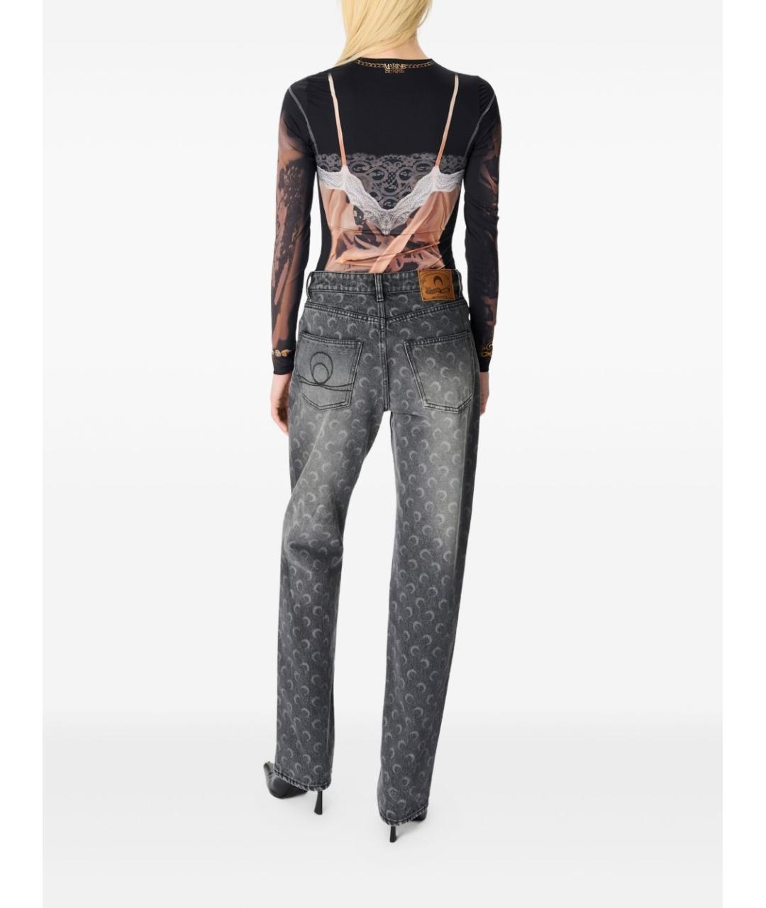 MARINE SERRE Серые хлопковые джинсы слим, фото 2