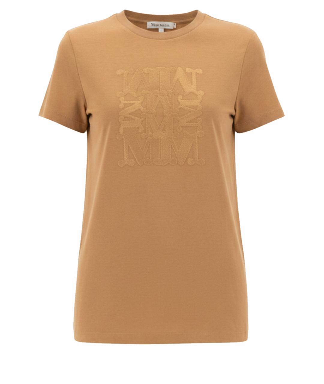 MAX MARA Бежевая хлопковая футболка, фото 1