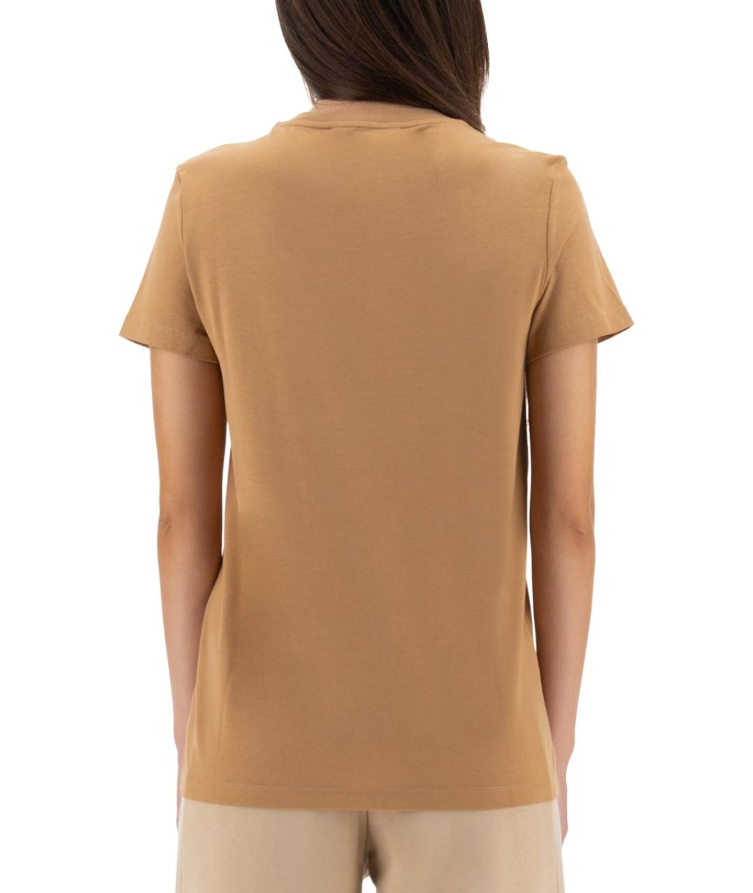 MAX MARA Бежевая хлопковая футболка, фото 3