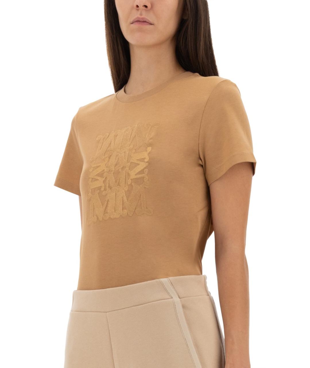 MAX MARA Бежевая хлопковая футболка, фото 4
