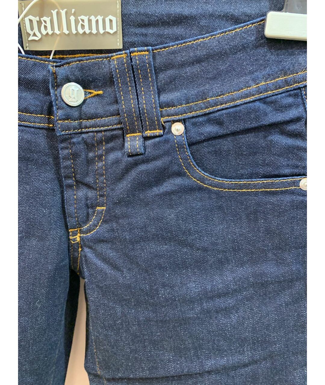 JOHN GALLIANO Темно-синие хлопко-эластановые прямые джинсы, фото 5
