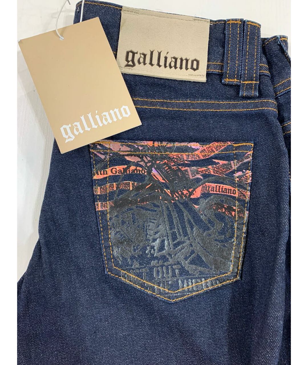 JOHN GALLIANO Темно-синие хлопко-эластановые прямые джинсы, фото 4
