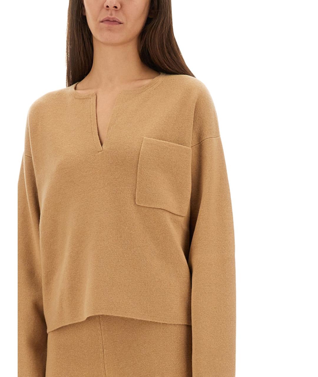 MAX MARA Бежевый шерстяной джемпер / свитер, фото 5