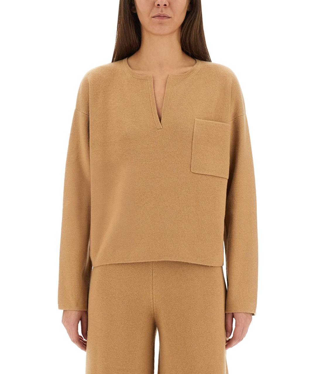 MAX MARA Бежевый шерстяной джемпер / свитер, фото 2