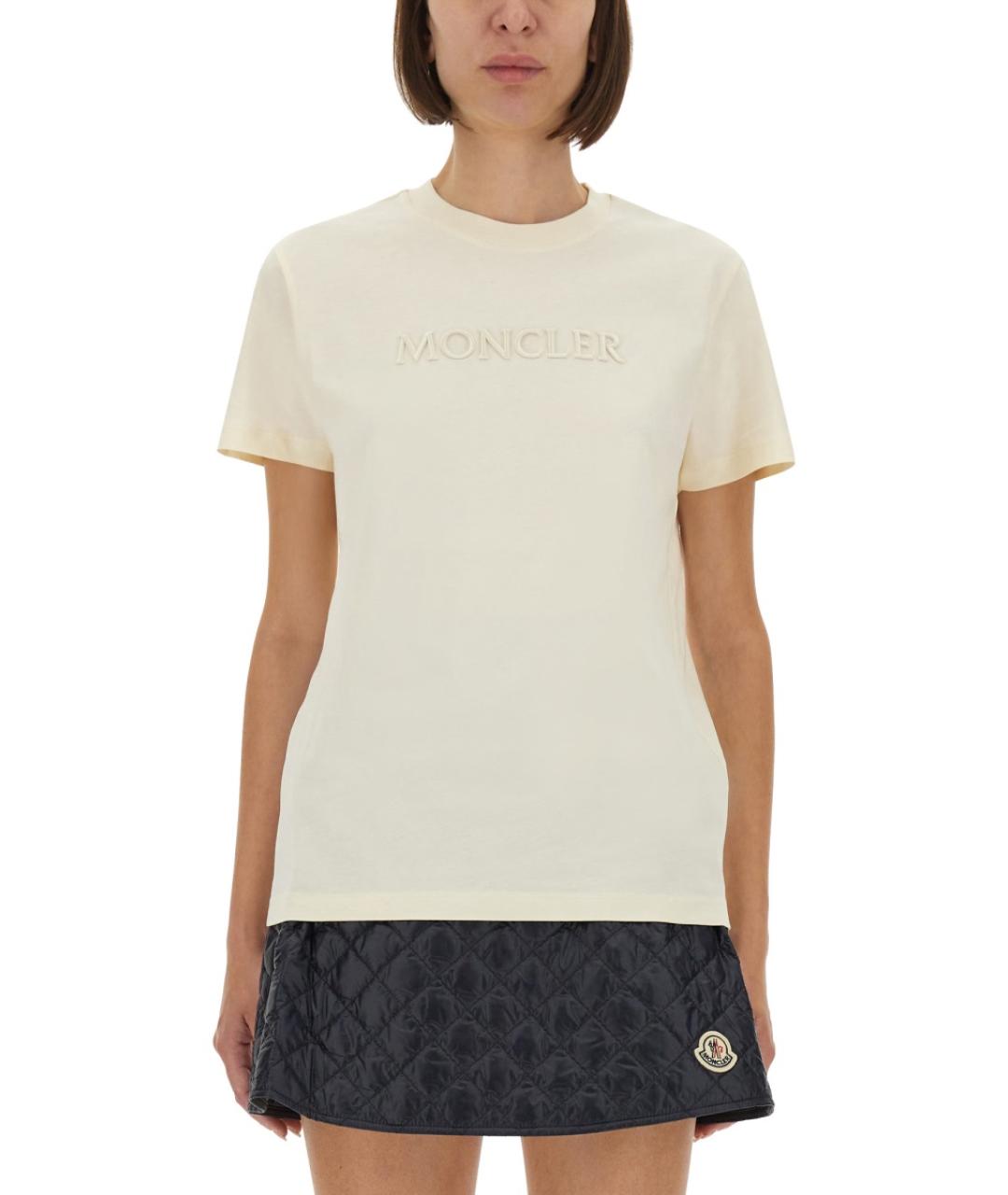 MONCLER Бежевая хлопковая футболка, фото 5