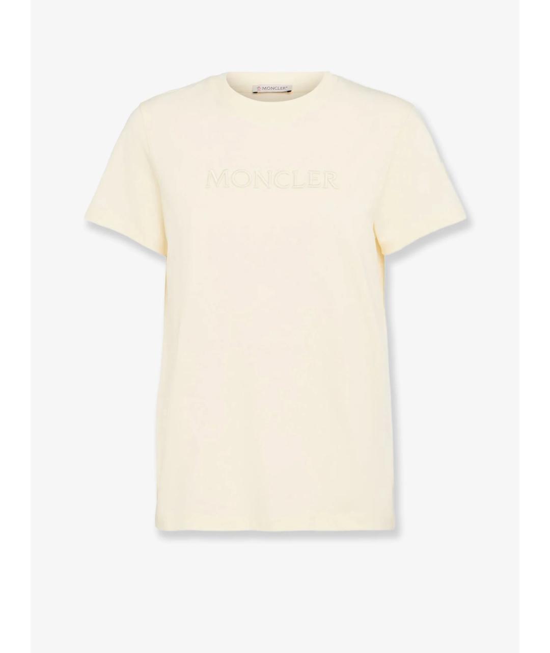 MONCLER Бежевая хлопковая футболка, фото 1