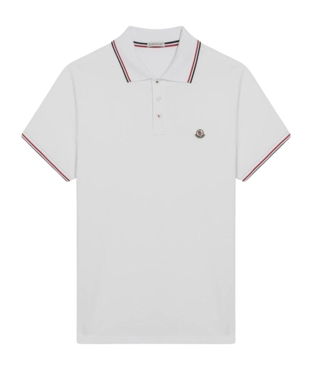 MONCLER Белое хлопковое поло с коротким рукавом, фото 1