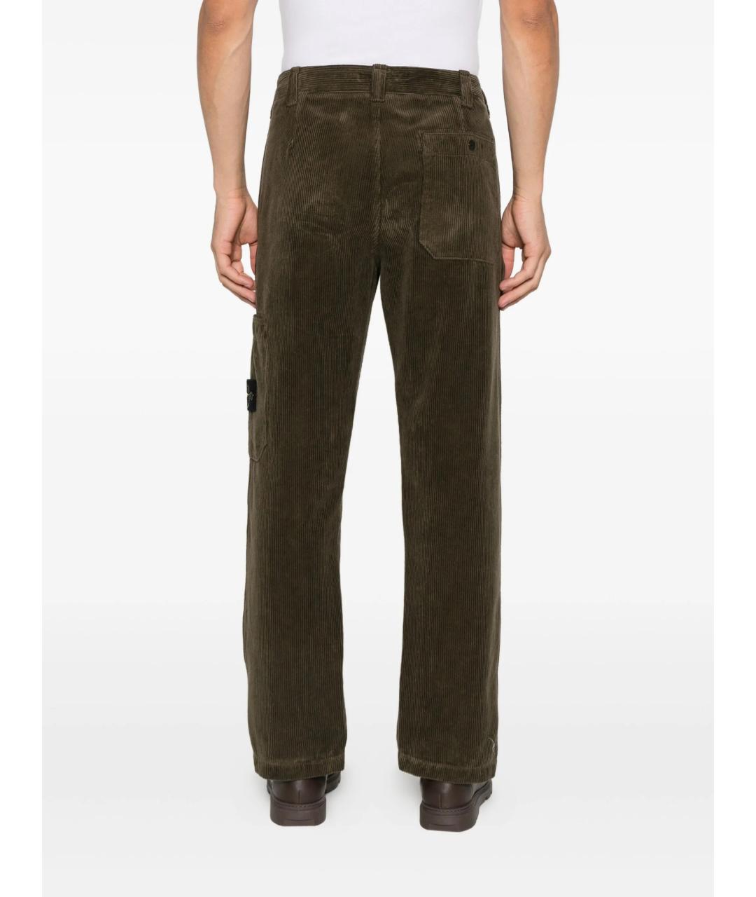 STONE ISLAND Зеленые хлопковые повседневные брюки, фото 4