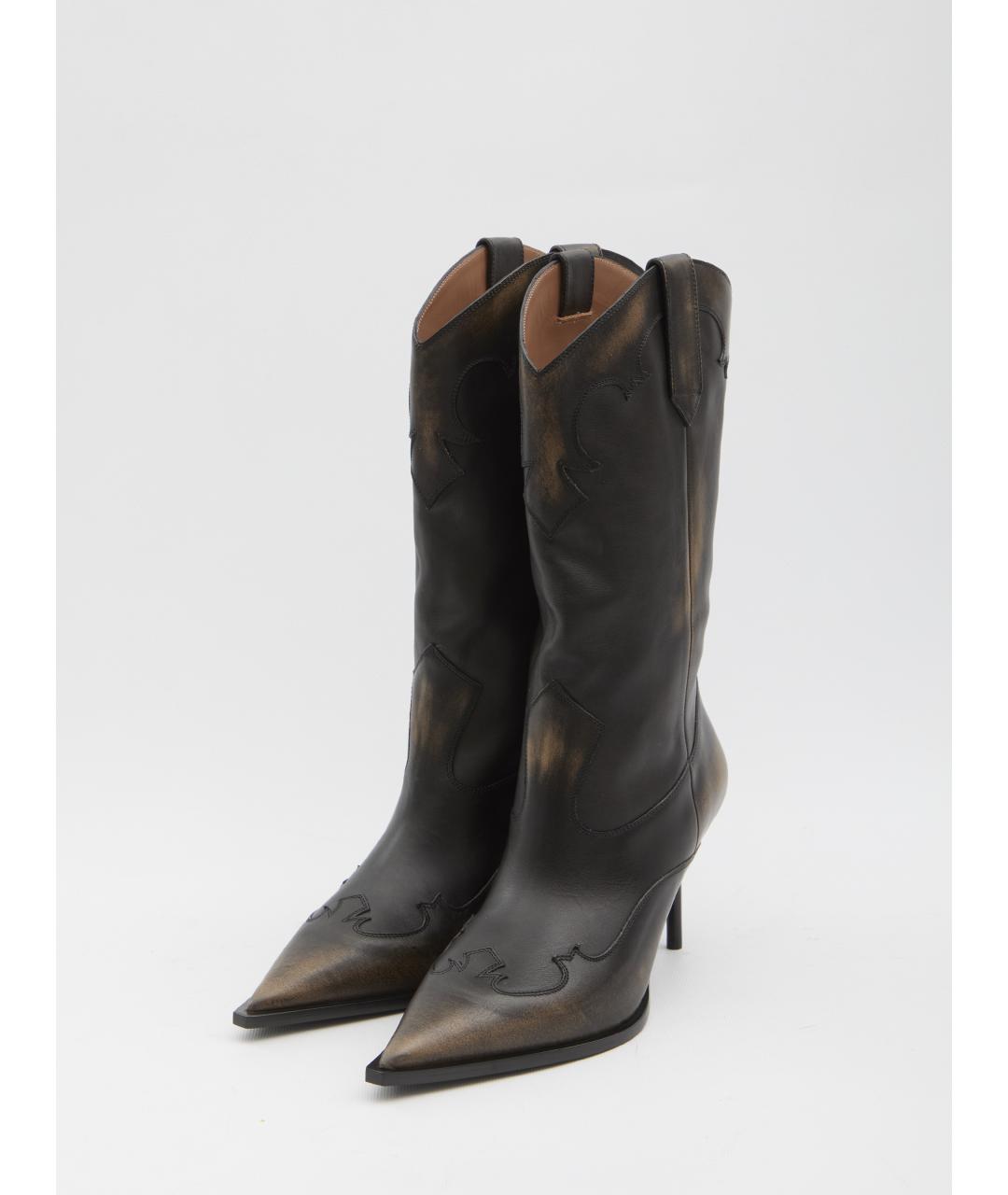 PARIS TEXAS Черные кожаные сапоги, фото 2