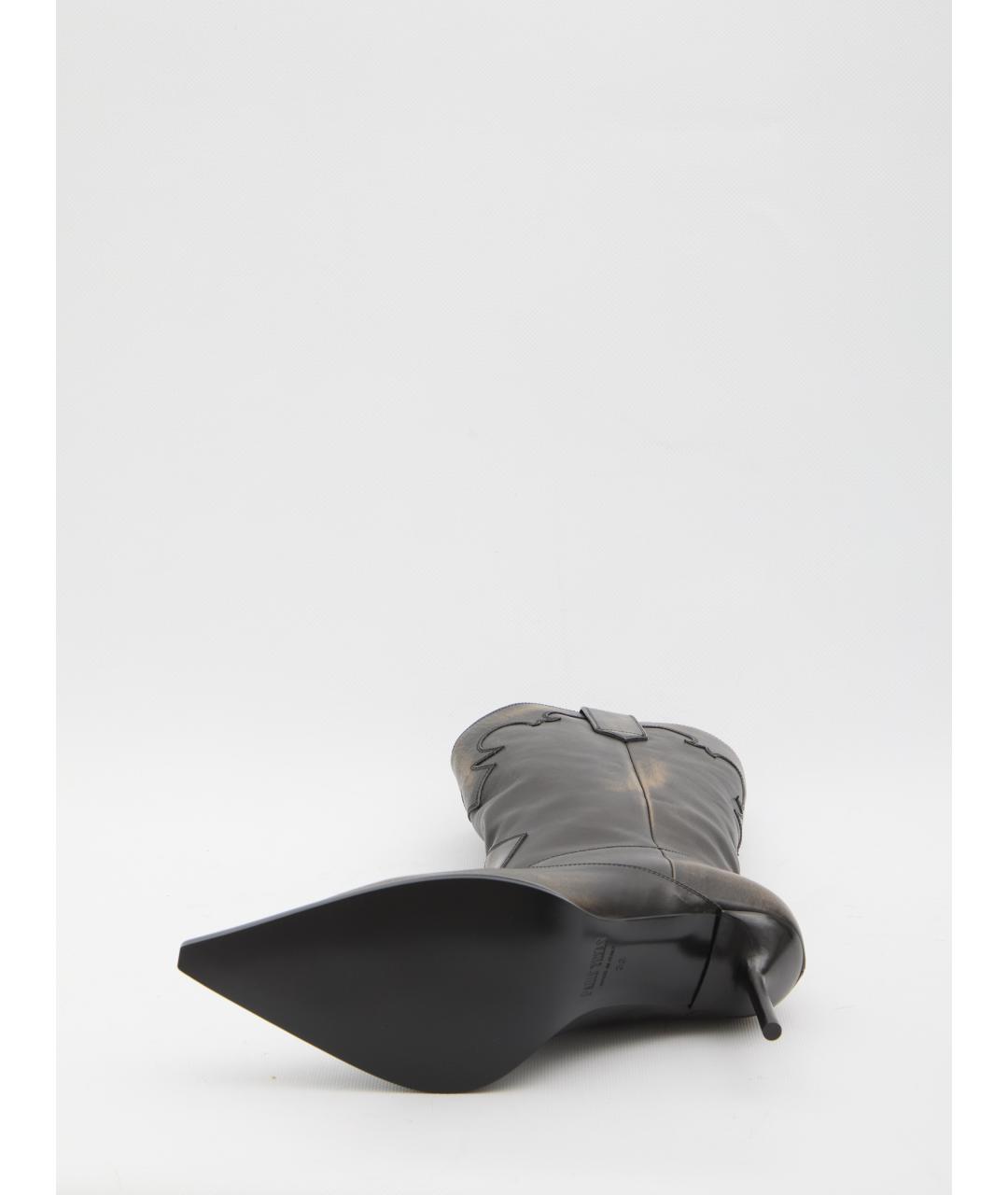 PARIS TEXAS Черные кожаные сапоги, фото 4