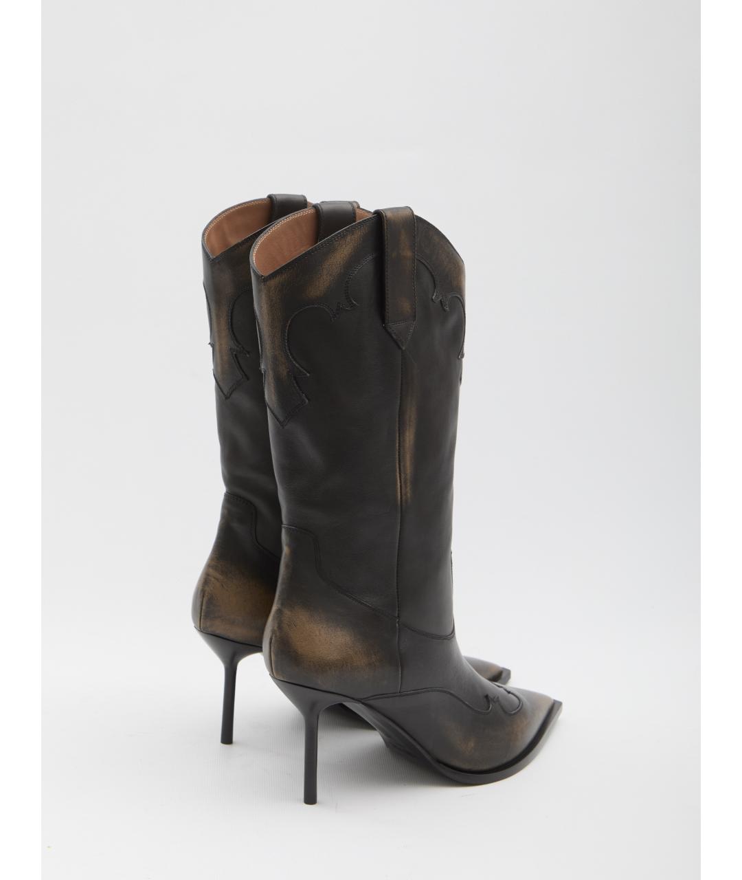PARIS TEXAS Черные кожаные сапоги, фото 3
