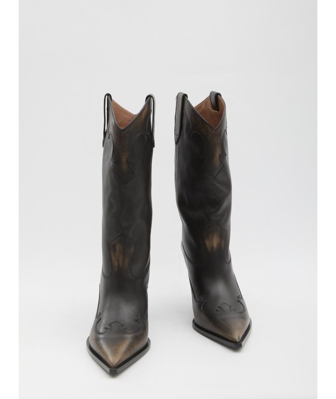 PARIS TEXAS Черные кожаные сапоги, фото 5