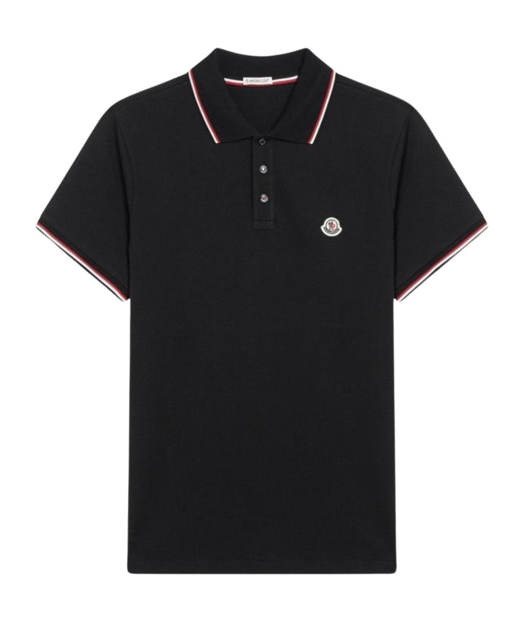 MONCLER Синее хлопковое поло с коротким рукавом, фото 1