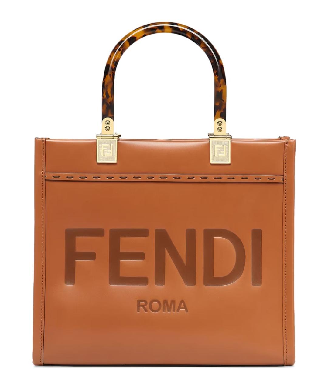 FENDI Коричневая кожаная сумка тоут, фото 1