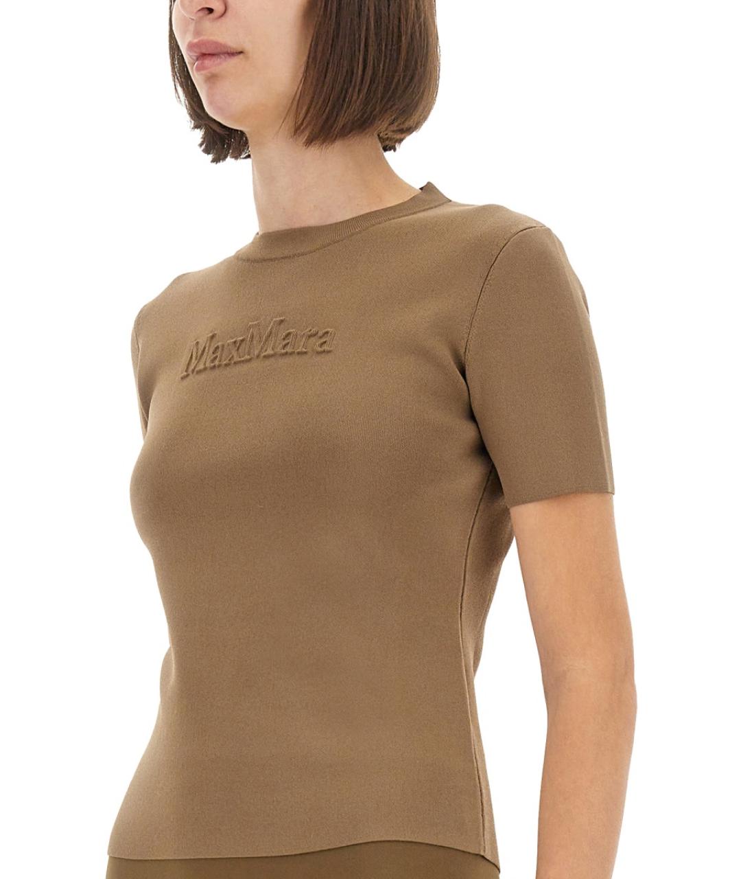 MAX MARA Бежевая футболка, фото 4