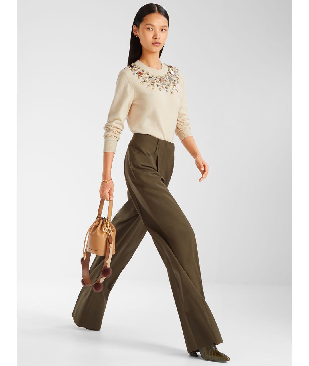 FENDI Бежевый шерстяной джемпер / свитер, фото 3