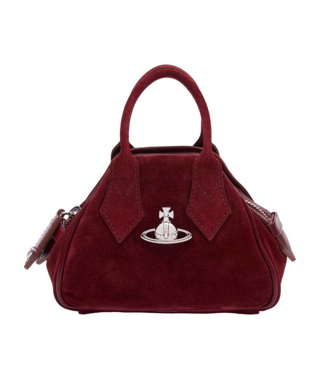VIVIENNE WESTWOOD Бордовая замшевая сумка с короткими ручками, фото 1