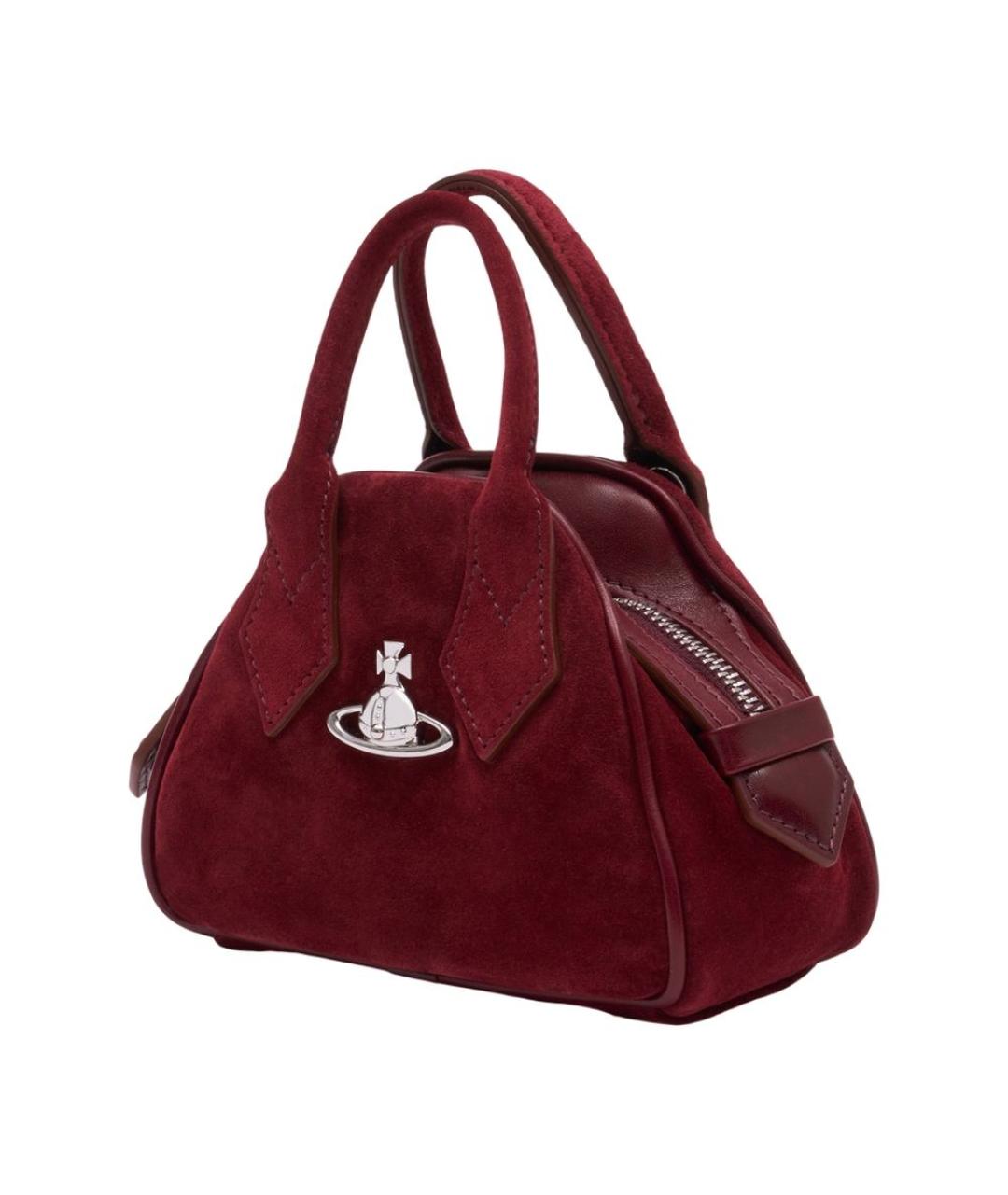 VIVIENNE WESTWOOD Бордовая замшевая сумка с короткими ручками, фото 2