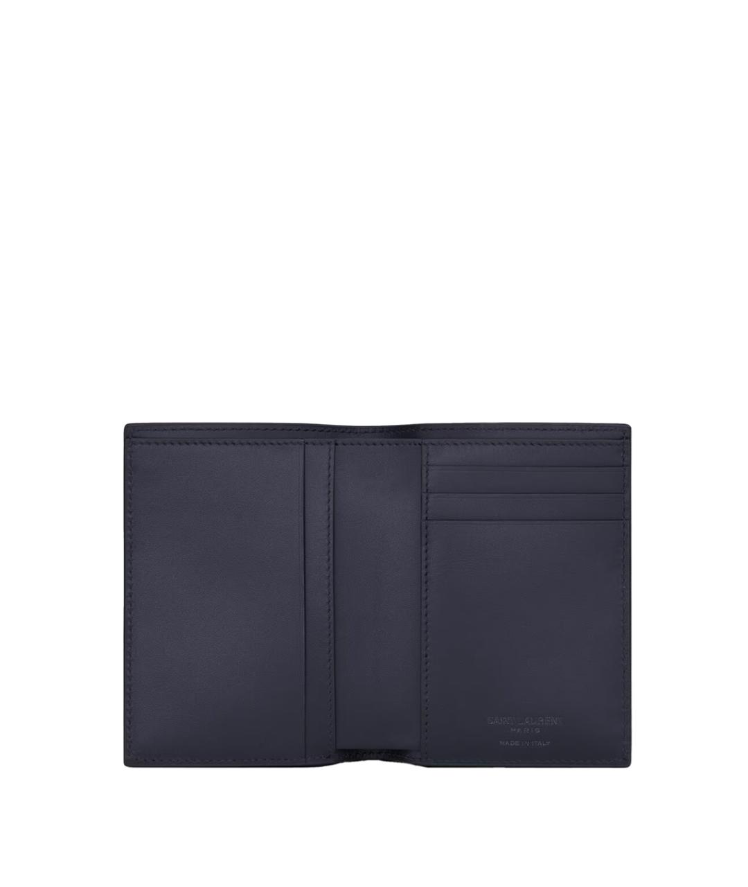 SAINT LAURENT Синий кожаный кошелек, фото 3