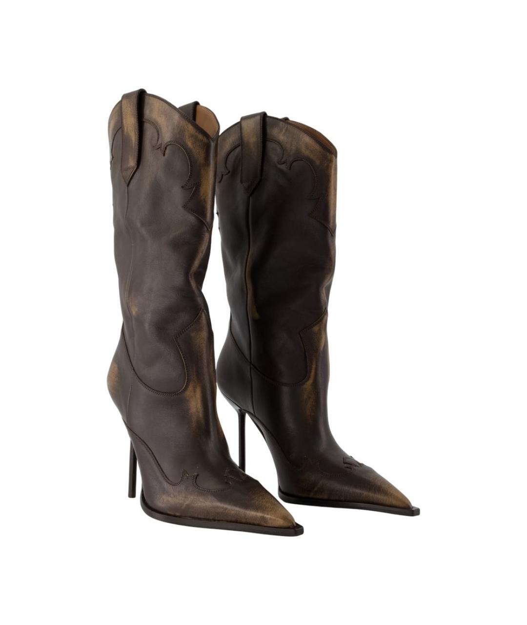 PARIS TEXAS Коричневые кожаные сапоги, фото 2
